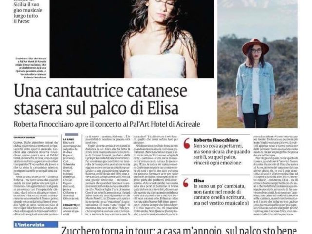 Concerto ELISA - tappa Acireale - mezza pagina giornale